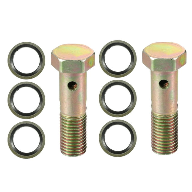 Ofertas Únicas 2 Set M12x.51 48mm Longitud Tornillos de Perforación Huecos de 4 Agujeros con Juego de Arandelas Rosca Métrica Tono Bronce