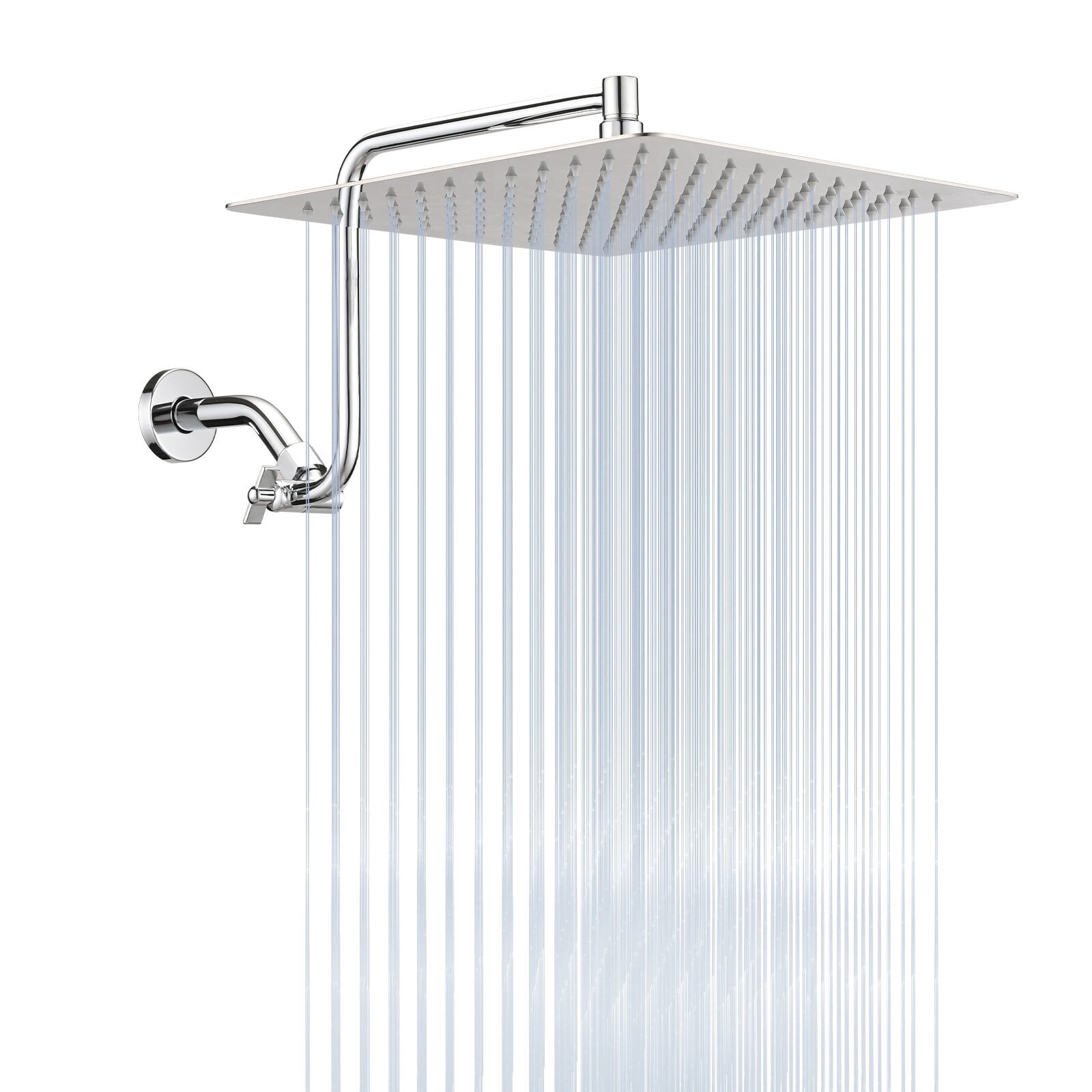 Freestanding Bathtub Faucet, 12 inch Adjustable Extension Arm High-pressure Rain Shower Head, Rain Fixed Shower Head, Freestanding Tub Filler,Stainless Steel Standalone Tub Faucet