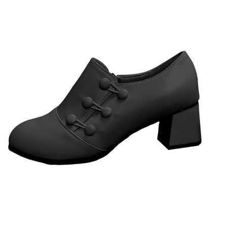 OJSFQUFP Non Slip Shoes for Women Large Size Shallow Mouth Fashionable Thick Heel Low Top Women s Boots Work Shoes Women Business Casual Boots Womens Black 36
