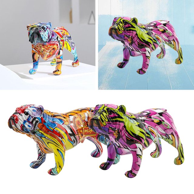 2 Esculturas de Pintadas , Figurita de Perro, Adorno para Decoración para hogar, BLESIY Figuritas