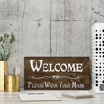 thumbnail image 3 of Welcome Please Wear Your Mask Hanging Wood Plaque Door Wall Rustic Wooden Autumn Porch Sign For Front Door Home Living Room Garden Harvest Thanksgiving 12" X 6", 3 of 7