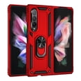 thumbnail image 4 of Dteck for Samsung Galaxy Z Fold 3 Case with Built in Metal Plate on Back Stand Ring [Kickstand Feature] Magnet Leather Phone Cover for Men 2021 (Red), 4 of 8