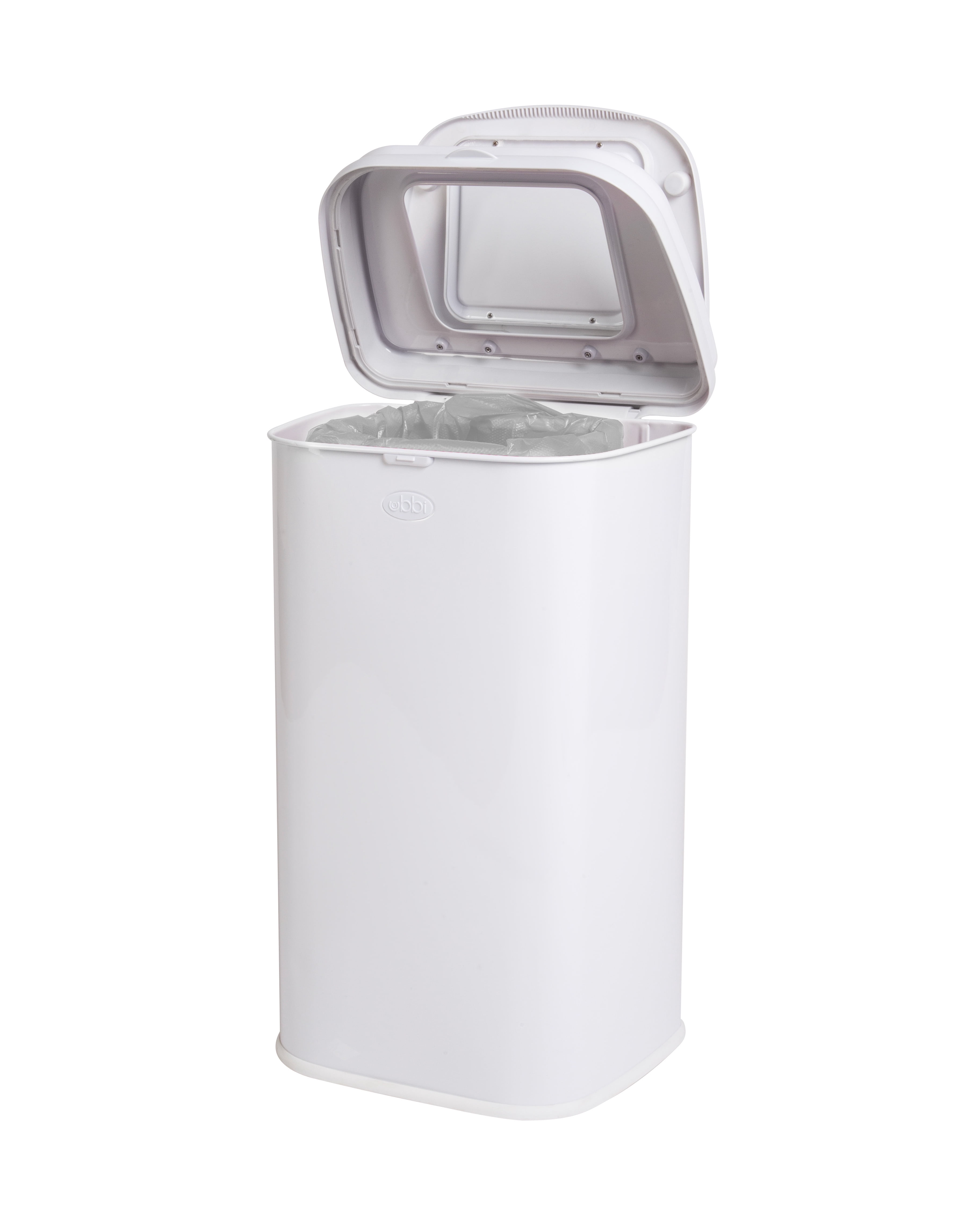 Ubbi Adult Steel Odor-Locking Diaper Pail, No Special Bag Required, Award-Winning Design, White