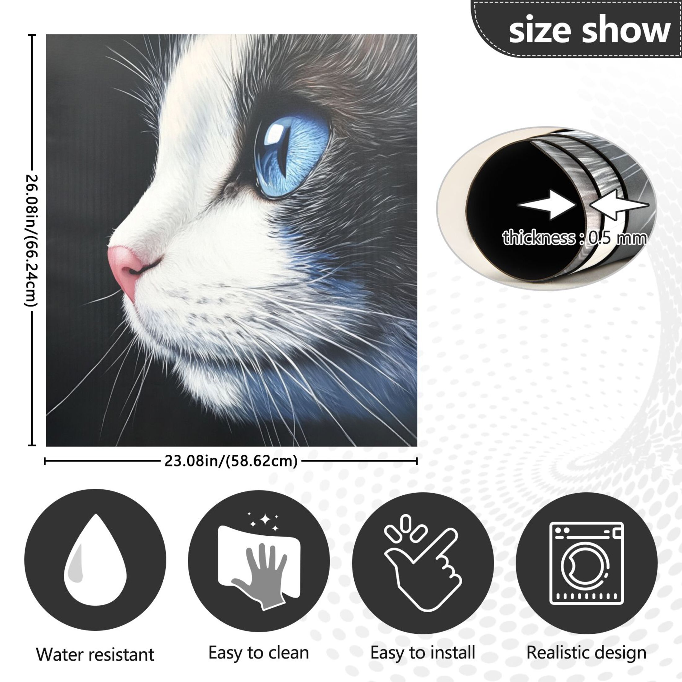 Dishwasher Magnetic Sticker 23x26 Inch Refrigerator Magnetic Sticker Washing Machine Magnetic Sticker Kitchen Panel Magnetic Sticker Home Decor Blue Eyed Cat