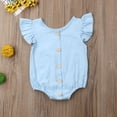 thumbnail image 2 of ITFABS Baby Girl Ruffled Flying Sleeve Bodysuit Solid Color Button Romper, 2 of 9
