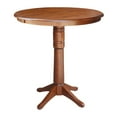 thumbnail image 6 of 36" Round Solid Wood Pedestal Counter Height Dining Table With 12" Extension Leaf in Espresso by International Concepts, 6 of 18