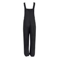 thumbnail image 5 of GILIGEGE Womens Overalls # Button-Front OverallsPants Outfits Lightweight Comfy Rompers Wide Leg Pants Casual Long Bib Pants Sleeveless Jumpsuits Harem Overalls Beach Vacation Overalls Black, 5 of 5