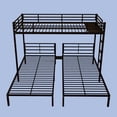 thumbnail image 5 of Metal Triple Bunk Bed, Twin Over Twin Over Twin Bunk Bed Frame with Guardrails and Ladder, Heavy Duty Separates Into 3 Individual Beds, Space-Saving Guest Ready Solution for Bedroom Dormitory, Black, 5 of 11