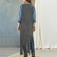 thumbnail image 5 of Pincandy Women Fringe Tassel Vest 70s Vintage Western Cowgirl Long Waistcoat Faux Suede Sleeveless Jacket Shacket Fall Outwear, 5 of 7