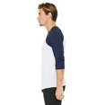 thumbnail image 4 of The Bella + Canvas Unisex 3/4 Sleeve Baseball T-Shirt - WHT FLK/ NVY TRB - M, 4 of 4