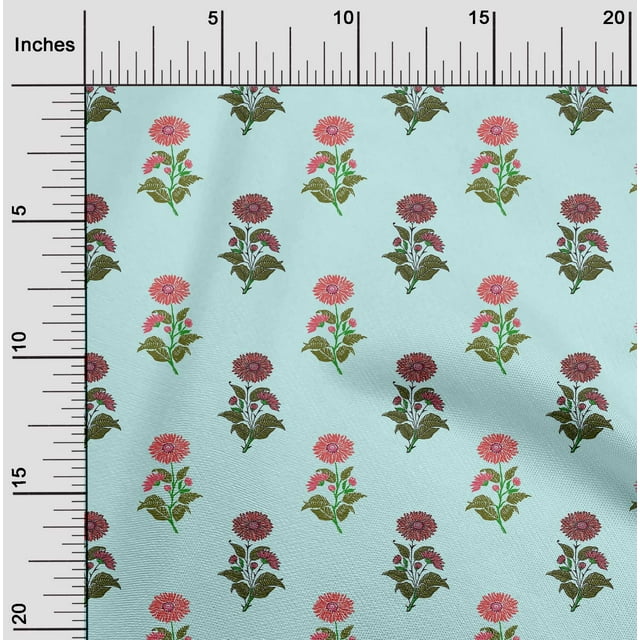 oneOone Polyester Lycra Baby Blue Fabric Floral Block Sewing Craft Projects Fabric Prints By Yard 56 Inch Wide