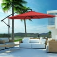 thumbnail image 2 of Patiojoy 10FT Patio Offset Umbrella 8 Ribs Cantilever Umbrella w/Crank for Poolside Yard Lawn Garden Red, 2 of 10