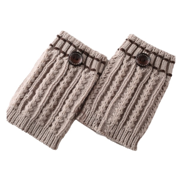 Ounissouiy Puños para botas Fácil de combinar Trigo Línea punteada Hebilla Moldeador Manga de pantorrilla Calentador de piernas Calcetín Suministros térmicos Beige