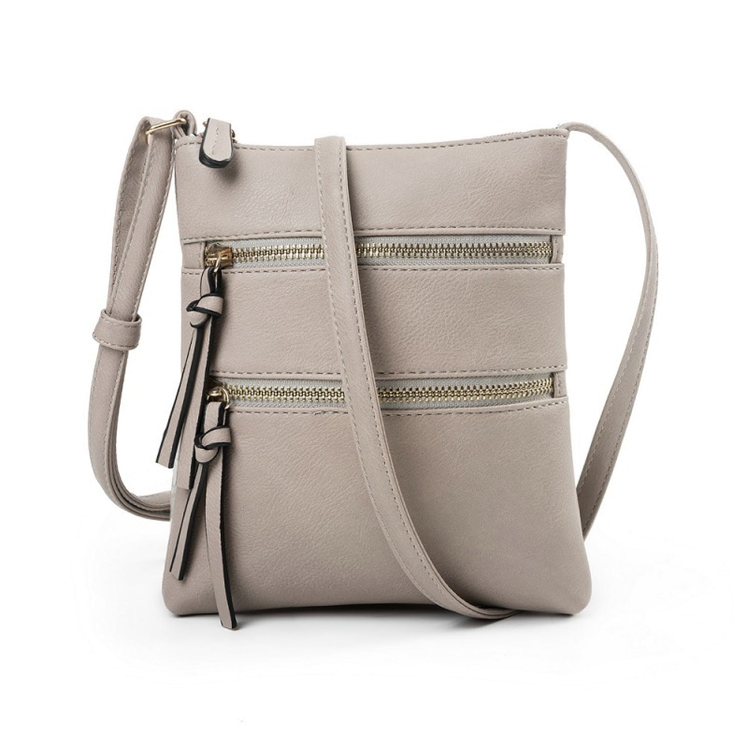 Small Crossbody Purses for Women Multi Pocket Travel Bag Over The Shoulder with Extra Long Strap - Light Grey