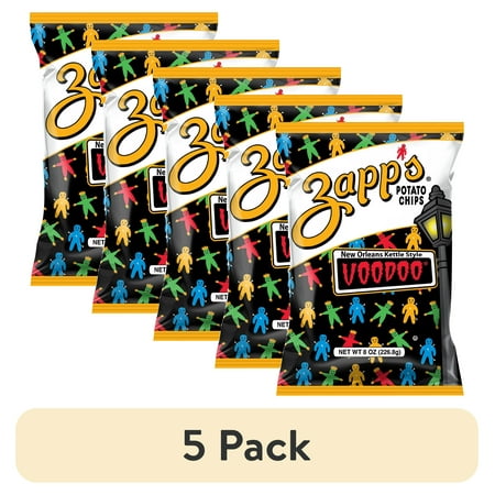 (5 pack) Zapp's Voodoo New Orleans Kettle Style Potato Chips, Gluten-Free, 8 oz Bag
