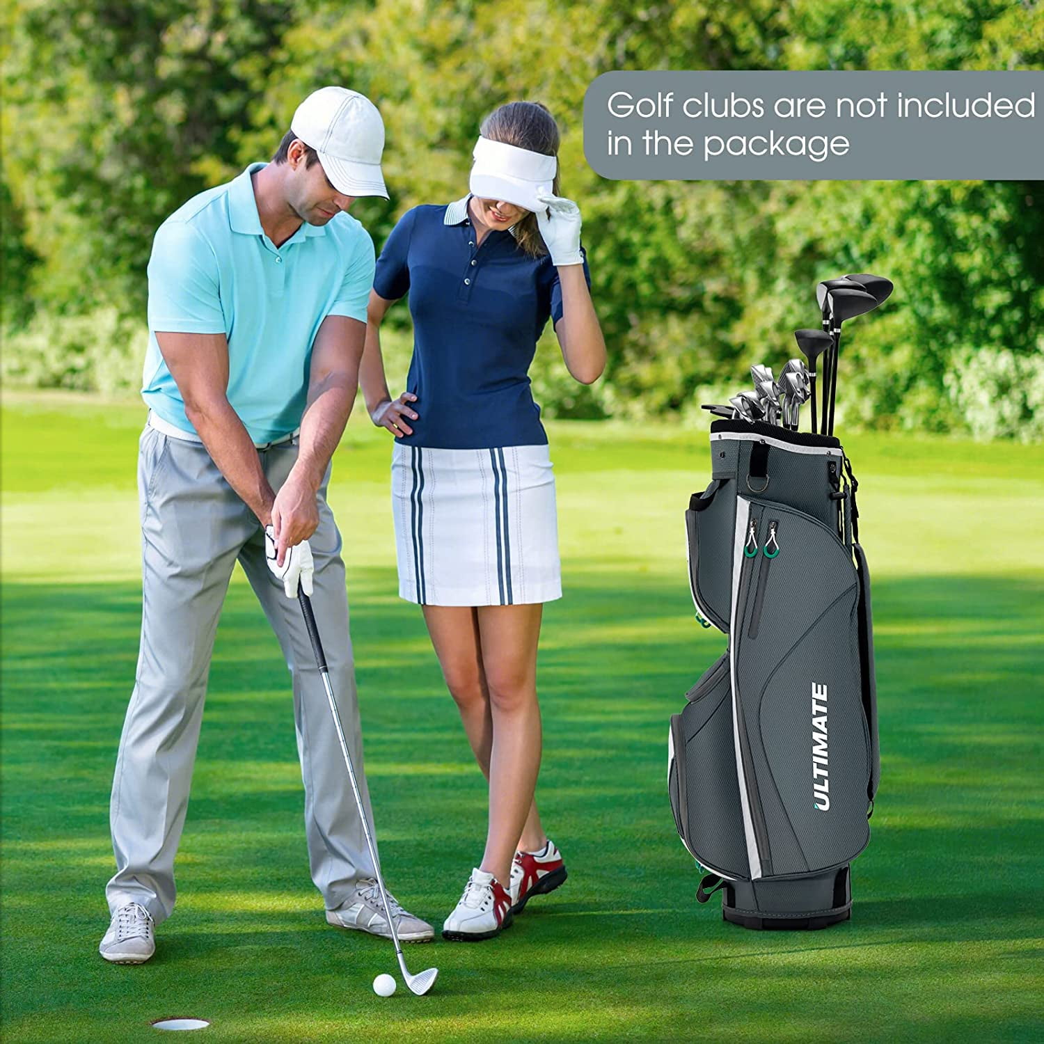 Neatifyes Golf Cart Bag with 14 Way Top Dividers, Lightweight Golf Cart Bag with Shoulder Strap, 7 Zippered Pocket, Cooler Bag & Valuable Pocket, Portable Golf Club Bag with Rain Hood/Dust Cover