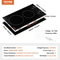 thumbnail image 4 of VEVOR Electric Cooktop, Built-in Electric Stove Top, with Glass Panel, Knob Control, 11 Heat Levels, for Diverse Cooking Requirements (12inch-2burner, 4 of 9