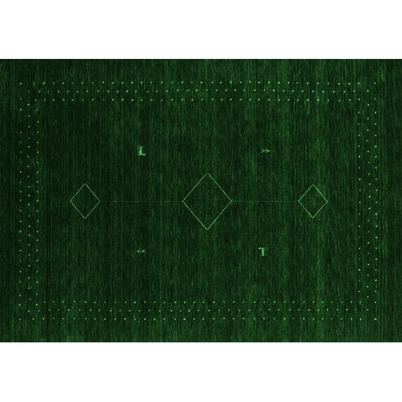 Ahgly Company Indoor Rectangle Abstract Green Contemporary Area Rugs, 2' x 4'