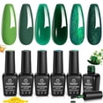 thumbnail image 1 of Set de esmalte en gel Beetles, 6 colores verdes con glitter, soak off UV, 1 of 7