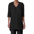 thumbnail image 2 of LEKWK Linen Tunic Tops for Women V-Neck Half Sleeve High Low Shirts Lightweight Breathable Casual Shirts with Pockets Fall Vacation Travel Outfits, 2 of 7