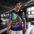 thumbnail image 3 of Wukai Howling Wolf Print Men's Short-Sleeved Mesh T-Shirt,Quick-Dry Short Sleeve Workout T-Shirt-4X-Large, 3 of 8