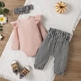 thumbnail image 4 of U·nikaka Newborn Baby Girls Outfits Set Romper Jumpsuit+Pants Leggings+Headband 0-12M, 4 of 7