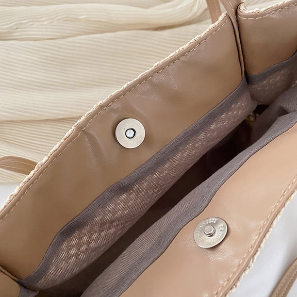 Bolsa de mano de gran capacidad tejidos de paja de mano de hombro con cinta de seda para mujer JShteea Para Estrenar