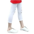 thumbnail image 4 of Juslio Girls Capris 3-14 Years Girls' Casual Solid Color Elastic Cropped（White Capris， 160）, 4 of 7