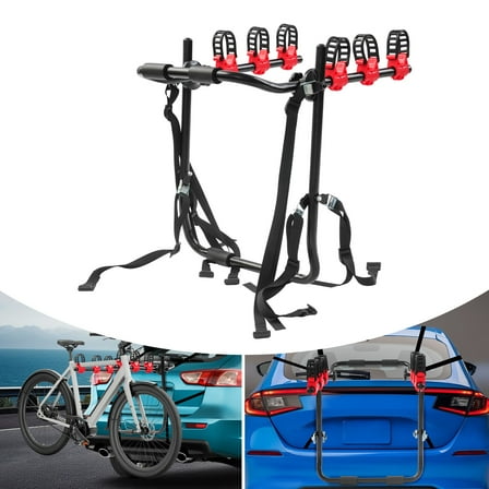 ToppiJoy Bike Rack for Car, Trunk Mount Hold up 44lb, for 3 Bikes, Easy Install, Black