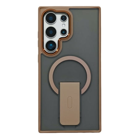 for Samsung Galaxy S24 FE Clear Case [360°Rotatable Magnetic Ring Stand], [Compatible with Mag-Safe] Military Protection Hybrid Bumper, Wireless Charging Ring Holder Cover for Men Women,Desertgold