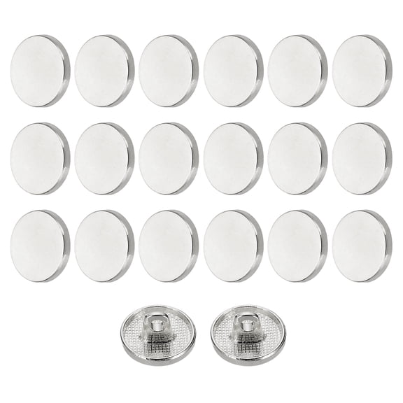 20pcs 20L Metal Round Flat Sewing Buttons 12mm Alloy Shank Craft Replacement Button for Men Women Suit Woolen Coat Shirt Trousers Sewing Crafts, Silver Tone