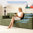 thumbnail image 4 of Aukfa 71" 3-Seater Modular Sofa, Corduroy Deep Seat Couch, No Assembly Comfy Sofa for Living Room, Bedroom, Apartment, Green, 4 of 8