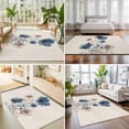 thumbnail image 4 of Large Area Rugs 8'x10', Navy Blue Floral Carpet Runner Indoor Outdoor Rugs Home Decor Aesthetic, Watercolor Flowers Farmhouse Linen Non Slip Mats Washable Accent Rug for Living Room Bedroom, 4 of 8
