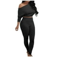 thumbnail image 2 of Pantalon Large pour Femmes Mode Ensemble de Sport 2 Pcs Décontracté Couleur Unie, 2 of 4