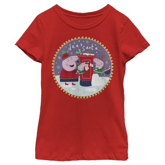 Girl's Peppa Pig Christmas Dear Santa Graphic T-Shirt