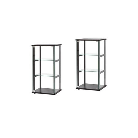 Set Of 2 Contemporary Glass Curio Cabinet In Black Walmart Com