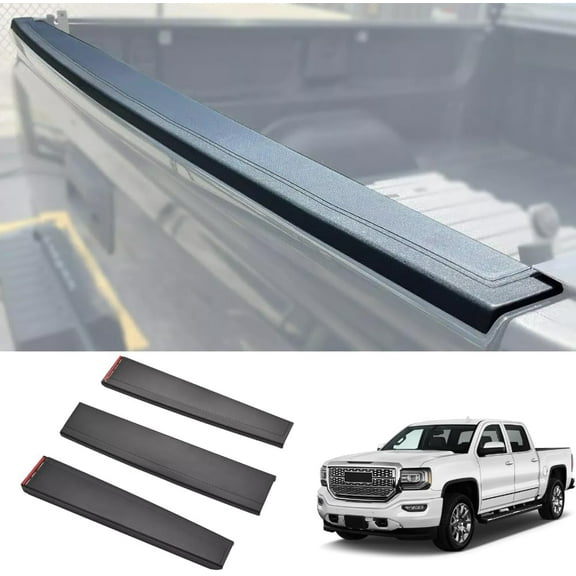 Tailgate Molding Cap Molding Kit Compatible with GMC Sierra 2014 2015 2016 2017 2018 Models, 3 PCS, Black, Textile