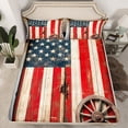 thumbnail image 2 of Homewish Retro US Flag Queen Sheet Sets for Child, Rustic Farmhouse Flat Sheet, Countryside Theme Queen Fitted Sheet, Super Cozy Room Decor, 4-Piece, 2 of 7