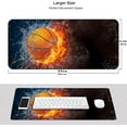 thumbnail image 3 of Desk Mat,Basketball Fire and Water Gaming Mouse Pad,XXL Extended Mouse Pad Mat for Office,Computer,Keyboard with Non-Slip Base Stitched Eges Mousepad 35.4''''×15.7'''', 3 of 6