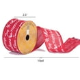 thumbnail image 2 of Vickerman 2.5" x 10 yard Red Woven with White Printed Holiday Greetings Wired Edge Ribbon, 2 of 2