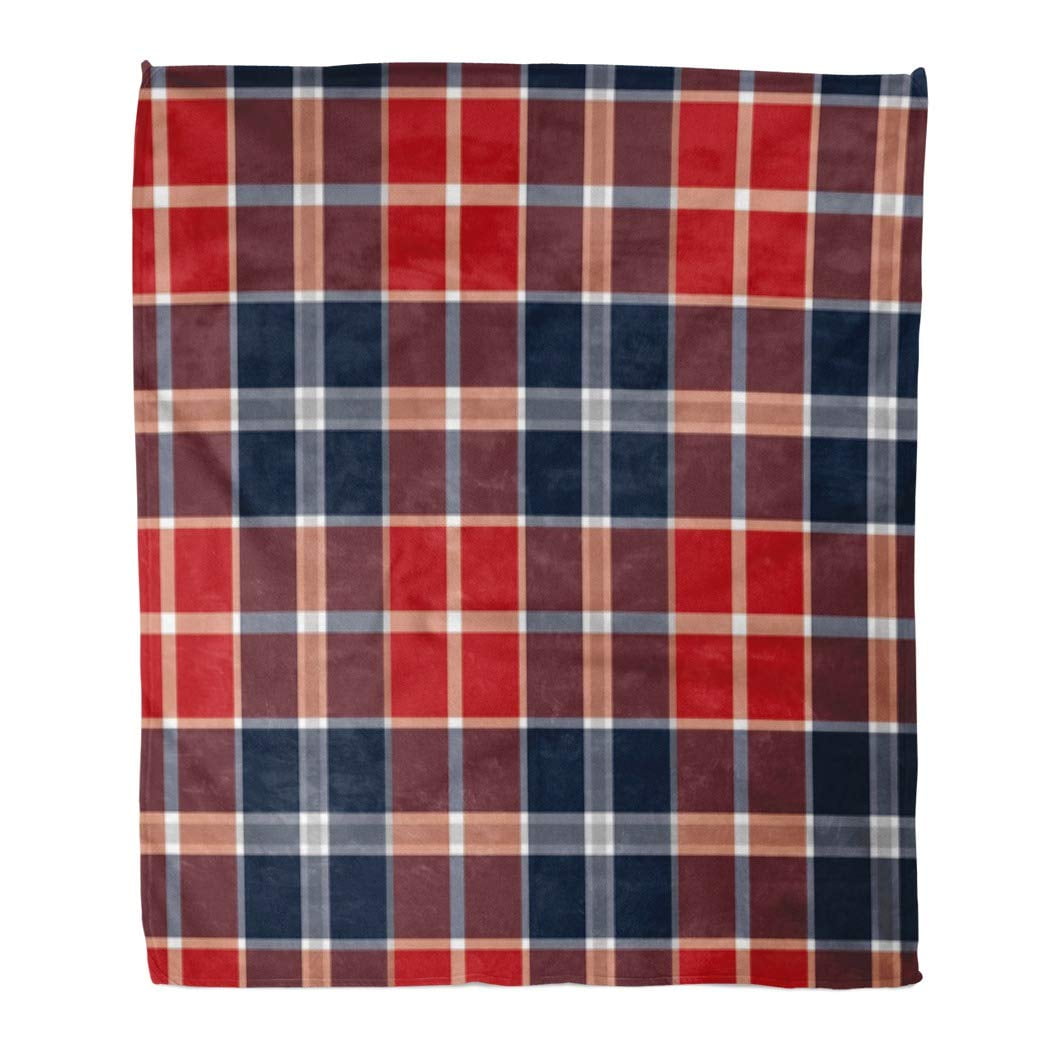 ASHLEIGH Flannel Throw Blanket Red Abstract Christmas Plaid Pattern