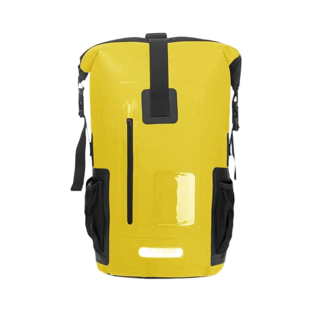 Mochila impermeable de 55 litros, diseño ergonómico, bolsa seca de PVC de 13 x 22,8 pulgadas, ligera y versátil para aventuras al aire libre. Amarillo