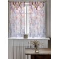 thumbnail image 4 of Pink Purple Brown Geometric Tier Curtains 45 Inch Length,Sheer Curtains for Bedroom Living Room Window Modern Abstract Ombre Rod Pocket Drapes Kitchen Curtains Small Half Window 27.5"x45" 2 Panels, 4 of 7
