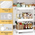 thumbnail image 6 of LLMRR 3 Tier Rolling Storage Cart, Bathroom Storage Cart with Lockable Wheels, Storage Organizer, Mobile Shelving Unit Cart for Bathroom, Laundry Room, Kitchen and Office, White, 6 of 8