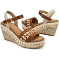 thumbnail image 3 of SHIBEVER Summer Wedge Sandals for Women Casual Ankle Strap Open Toe Dressy Espadrilles Platform Shoes Brown, 3 of 5
