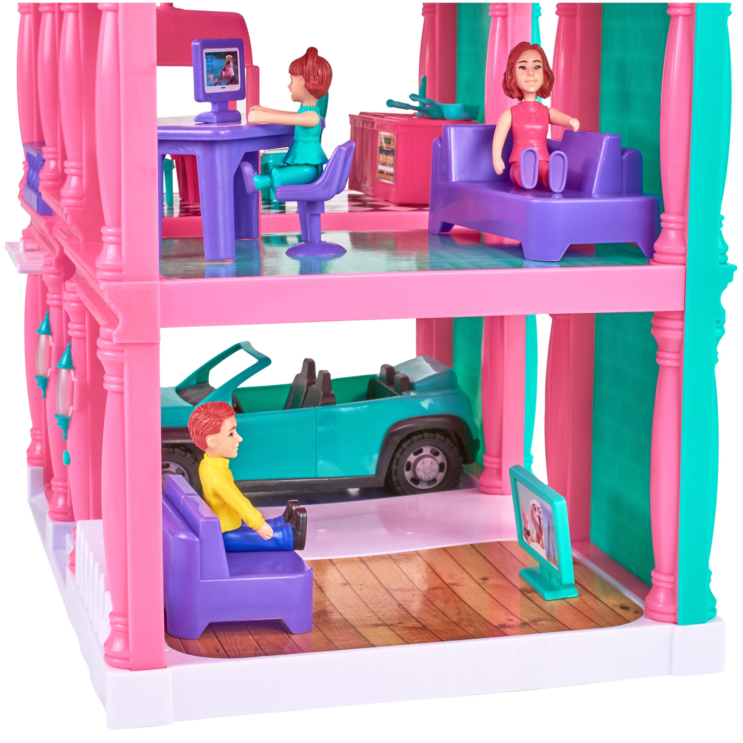 Kid Connection 3-Story Dollhouse Play Set with Working Garage and Elevator, 24 Pieces - image 3 of 6