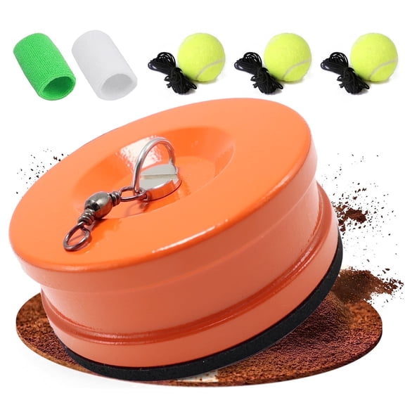 Unbranded Tennis Trainer, Rebound Practice Set, Portable with Heavy Metal Base and 3 Rebound String Balls (Orange)
