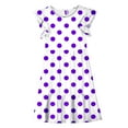 thumbnail image 5 of Efsteb Summer Dress for Girls Polka Dots Round Neck Flowy Party Dress Ruffle Short Sleeve Vacation Sundress (Purple,7 Years), 5 of 8