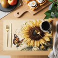 thumbnail image 2 of American Pastoral Sunflower Placemats Set of 6, Butterfly Retro Flower Non-Slip Place Mats Washable Table Mats for Kitchen Dining Table Decorations Indoor/Outdoor, 2 of 9