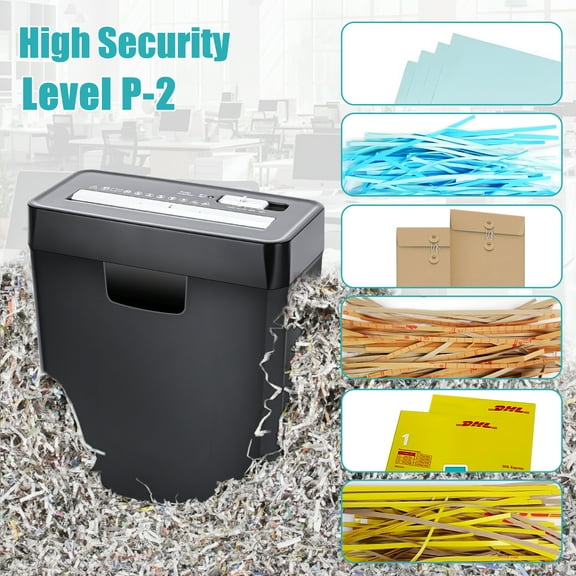 OS611 P-2 Security Level Home Office Shredder,6-Sheet Cross Cutting Shredder,Credit Card Paper Commercial Shredder Black
